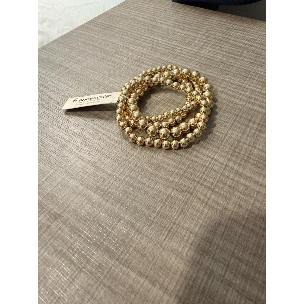 Francesca's NWT 14K Gold Plated dipped Beaded Bracelet Stretch Stackable